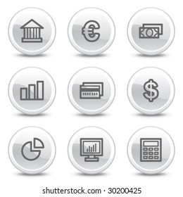 Finance web icons, white glossy circle buttons series