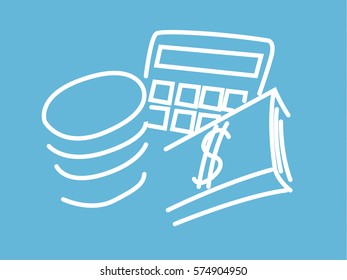 Finance white color icon vector blue background