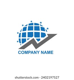 Finance world logo creative market growth business symbol in arrow investment design concept diagram