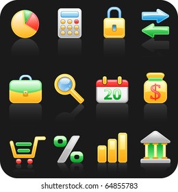 Finance_black backgrond icon set.