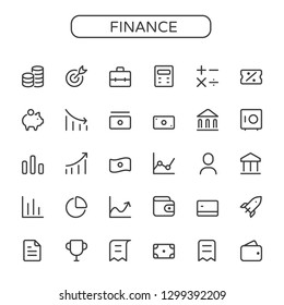 Finance,business vector thin line mini icons set. 16x16 px. Pixel perfect.Editable stroke.