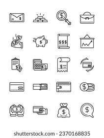 Finances and business line-art icon set