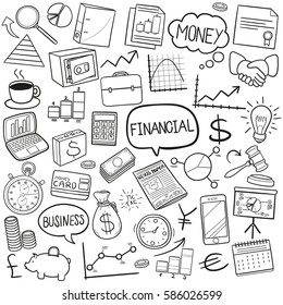 Finances Doodle Icon Vector Art. Hand Drawn Illustration Coloring Sketch Business.