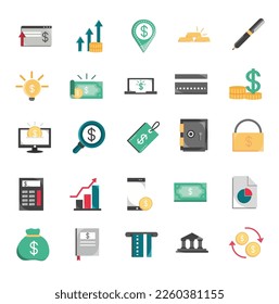 Finances and economics icon set Free Vector