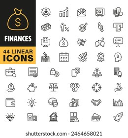 Finances icon. Finances icon set. Linear style.
