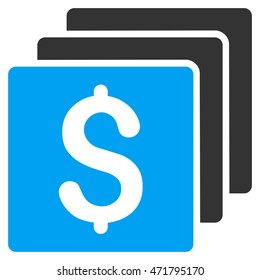 Finances icon. Vector style is bicolor flat iconic symbol with rounded angles, blue and gray colors, white background.