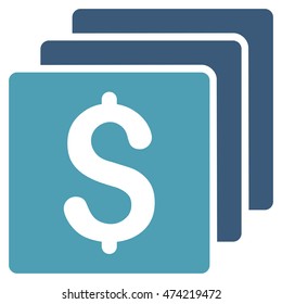 Finances icon. Vector style is bicolor flat iconic symbol with rounded angles, cyan and blue colors, white background.