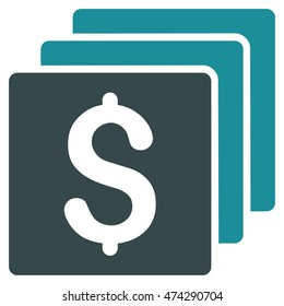 Finances icon. Vector style is bicolor flat iconic symbol with rounded angles, soft blue colors, white background.