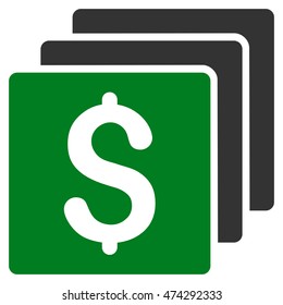 Finances icon. Vector style is bicolor flat iconic symbol with rounded angles, green and gray colors, white background.