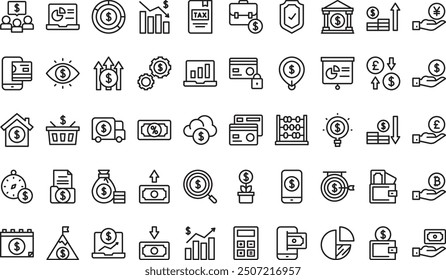 Finances icons collection is a vector illustration with editable stroke.