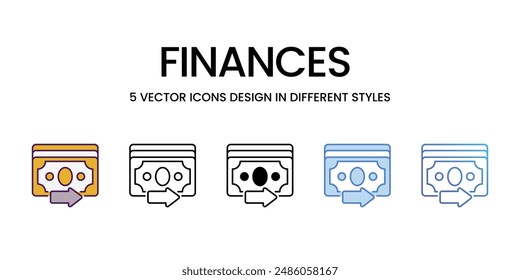Finances Icons different style vector stock illustration