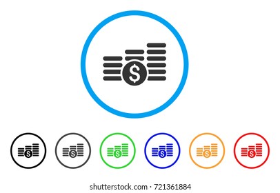 Finances rounded icon. Style is a flat finances gray symbol inside light blue circle with black, gray, green, blue, red, orange versions. Vector designed for web and software interfaces.