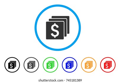 Finances rounded icon. Style is a flat grey symbol inside light blue circle with additional color versions. Finances vector designed for web and software interfaces.