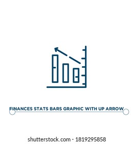 finances stat bars graphic with up arrow outline vector icon. simple element illustration. finances stats bars graphic with up arrow outline icon from editable business concept. can be used for web a