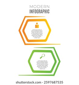 Financial 2 step workflow layout chart list editable modern infographic minimalist design