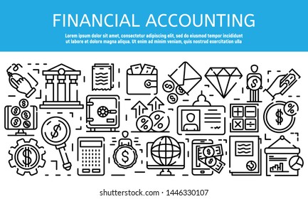 Financial accountant job banner. Outline illustration of financial accountant job vector banner for web design