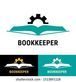 Financial accounting flat logo. Bookkeeping, tax optimization, firm dissolution, accountant outsourcing, payroll, real estate crediting. Accountancy finance logo vector for legal services.
