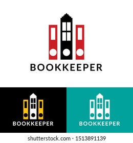 Financial accounting flat logo. Bookkeeping, tax optimization, firm dissolution, accountant outsourcing, payroll, real estate crediting. Accountancy finance logo vector for legal services.
