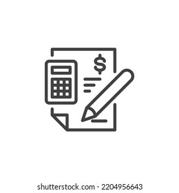 Financial accounting line icon. Banking report linear style sign for mobile concept and web design. Money calculation outline vector icon. Symbol, logo illustration. Vector graphics
