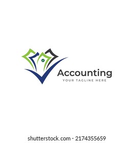 Financial accounting logo, with check mark for financial accounting stock chart analysis. With modern vector illustration concept.