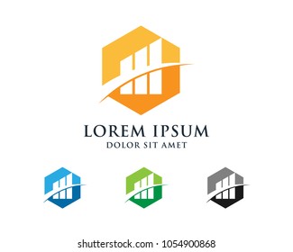 Financial And Accounting Logo Design Vector Template. Hexagon Shape.
