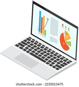 Financial accounting report on screen. Business process diagram on laptop. Data analysis, audit, project management, marketing research concept. Program for business analytics and statistics