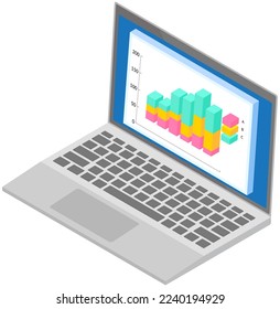Financial accounting report on screen. Business process diagram on laptop. Data analysis, audit, project management, marketing research concept. Program for business analytics and statistics
