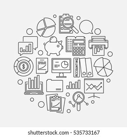 Financial accounting round symbol. Vector business analytics and research outline concept sign