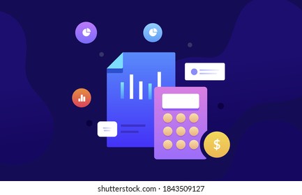 Financial accounting statements analysis, annual statements business plan. The income statement, company financial statement, balance sheet, Profit and loss report. Cash flow statement concept. Vector