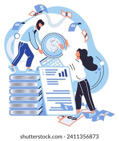 Financial accounting vector illustration. Account ledgers accurately track all financial transactions and balances Strategic investments play pivotal role in financial growth Metaphors in financial