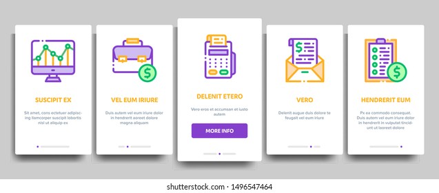 Financial Accounting Vector Onboarding Mobile App Page Screen. Contour Illustrations