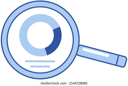 Financial accounting and work with statistics concept. Business process diagram under magnifier. Data analysis, audit, project management, marketing research concept. Analytics for graphs and charts