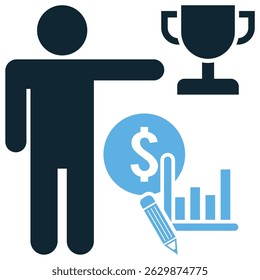 Financial achievement icon vector for profit success, goal reaching, and monetary milestones. Ideal for business awards, finance victory, and savings completion visuals.
