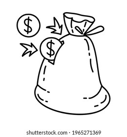 Financial Activity in Saving Hand Drawn Icon Set Vector.