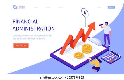Financial administration concept. Can use for web banner, infographics, hero images. Flat isometric vector illustration isolated on white background.