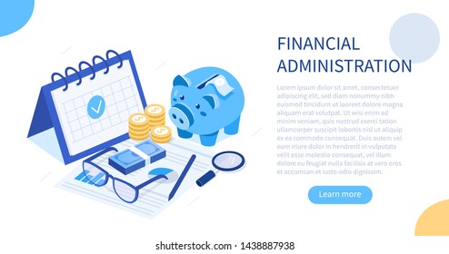 Financial administration concept. Can use for web banner, infographics, hero images. Flat isometric vector illustration isolated on white background.