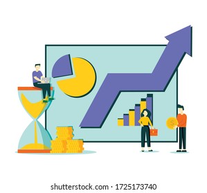Financial administration concept with characters. Can use for web banner, infographics, hero images. Flat isometric vector illustration isolated on white background.