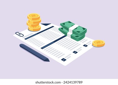 Financial administration concept. Colored flat vector illustration isolated.