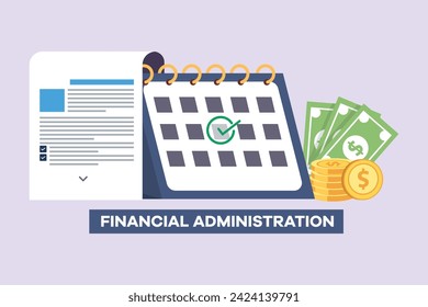 Financial administration concept. Colored flat vector illustration isolated.