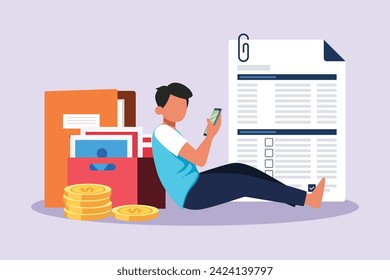 Financial administration concept. Colored flat vector illustration isolated.