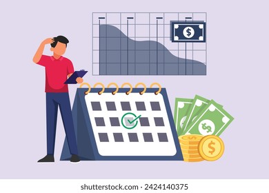 Financial administration concept. Colored flat vector illustration isolated.