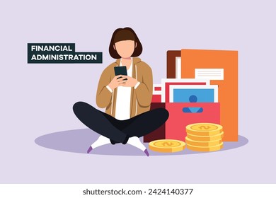 Concepto de administración financiera. Ilustración vectorial plana de color aislada.