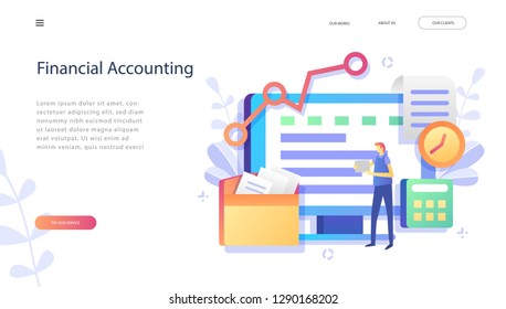Financial administration concept. Commerce solutions for investments, analysis concept. Analysis of sales, statistic grow data, accounting infographic. Solutions for investments. Vector illustration