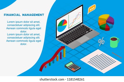 Financial administration concept. . Flat isometric vector illustration isolated on background