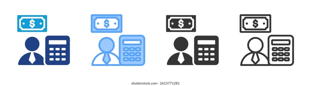Financial Adulsor icon set multiple style collection