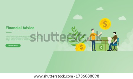 Financial Advice campaign concept for website template landing or home page website modern flat cartoon style
