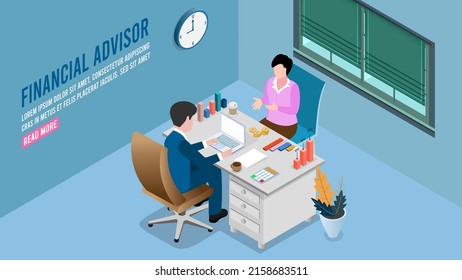 Financial Advice Concept. Business Character Making Financial Operation. Budget Analysis, Financial Consultant, Counseling. Cartoon Flat Vector Illustration 