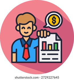 Ilustración vectorial isométrica de icono de asesoramiento financiero