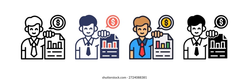 Icono de asesoramiento financiero Ilustración vectorial múltiple
