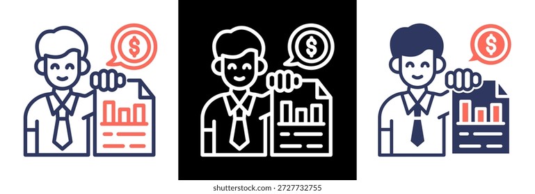 Icono de asesoramiento financiero Ilustración vectorial triplestyle